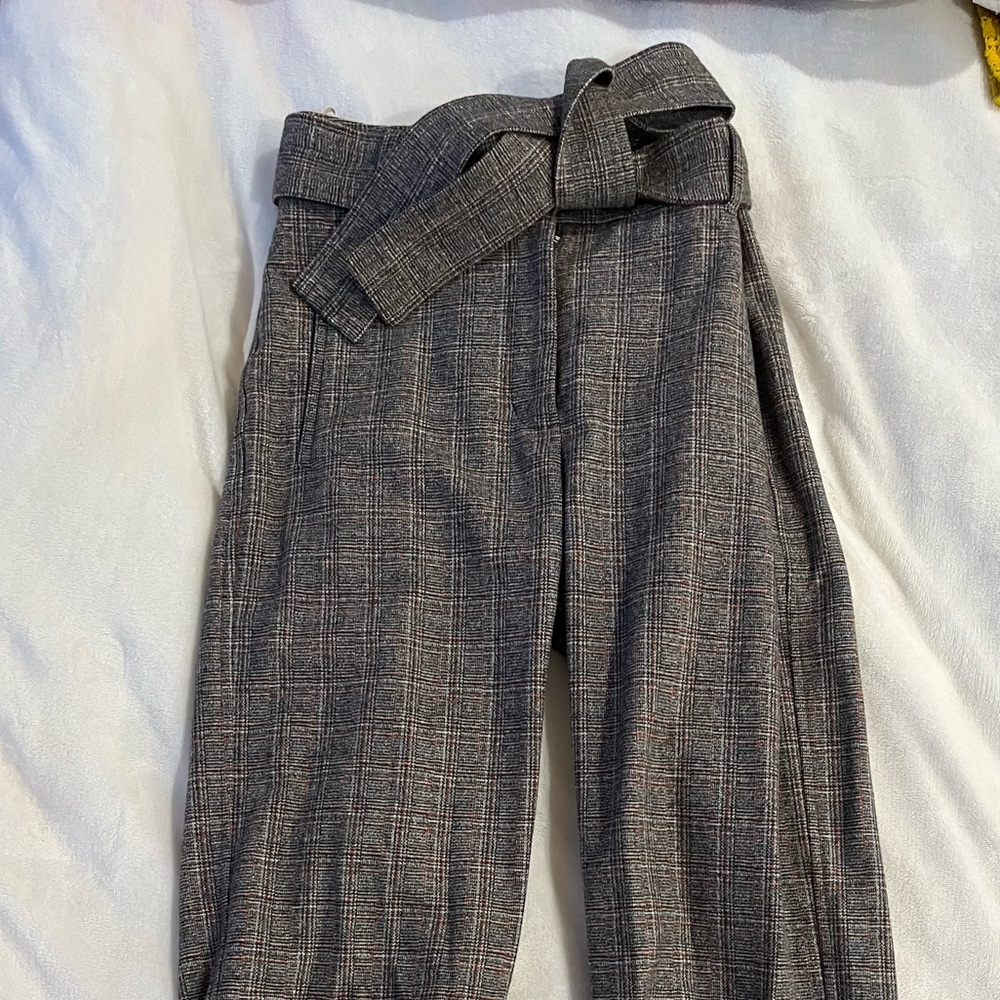 Wilfred| Aritzia  New Tie-Front Check Pant Grey - Size 2
